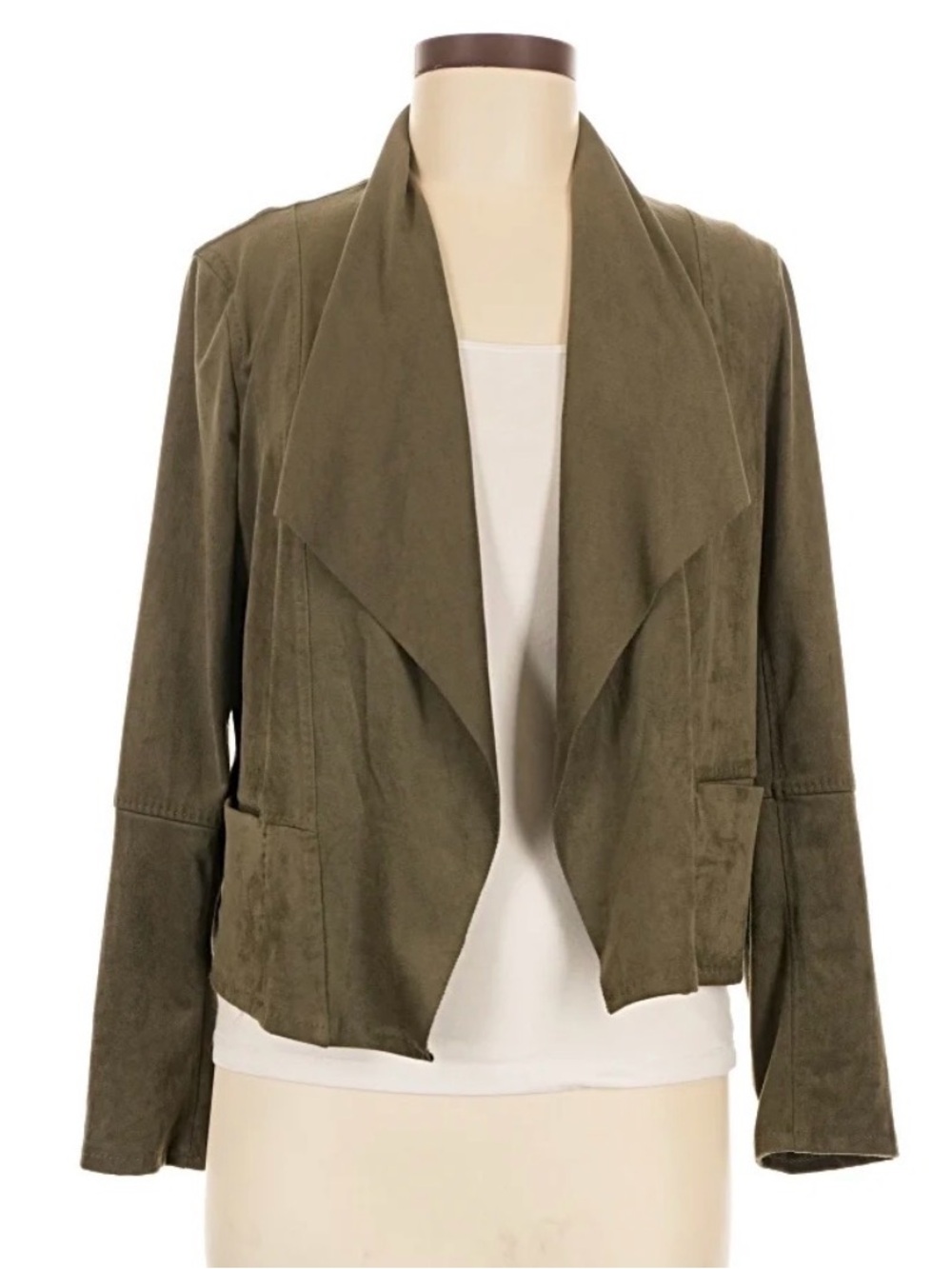 Max Studio Olive Draped Open-Front Blazer Jacket